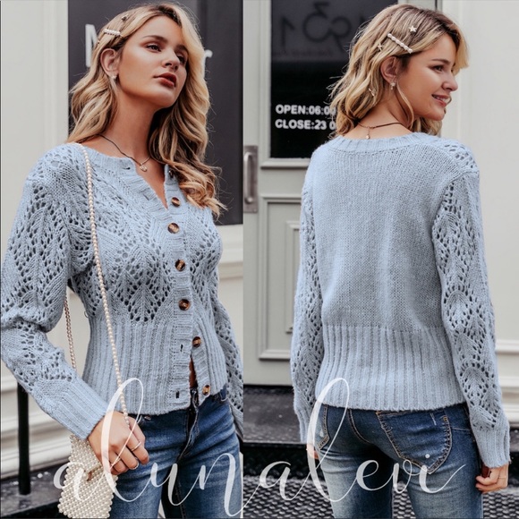 Stand-Out Blue Knit Sweaters - Picture 3 of 5